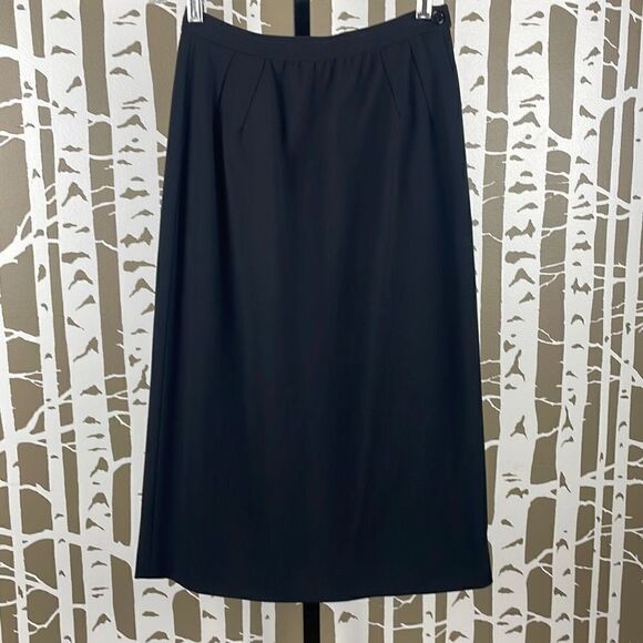 Valentino Miss V 90s 100% Wool Midi Pencil Skirt 38 Black - Picture 1 of 10